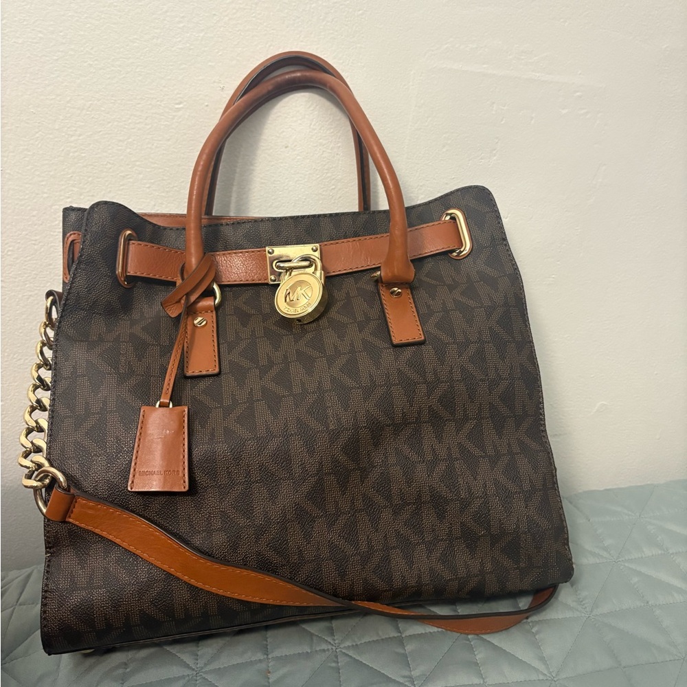 Michael Kors Dark Brown Signature Tote Bag/Satchel